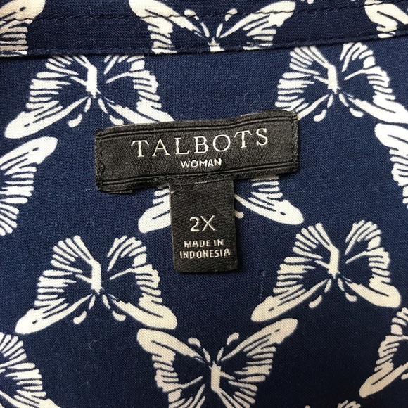 EUC Talbots Button Down Butterfly Long Sleeve SZ2X - Picture 4 of 5